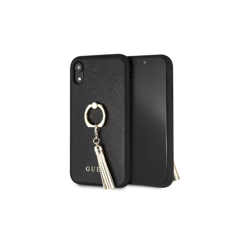 Husa Guess iPhone XR Guhci61rssabk Negru Hard Saffiano cu Ring Stand