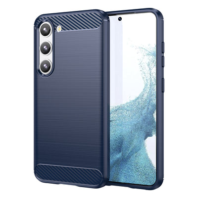 Husa Carbon pentru Samsung Galaxy S23+ Flexible Silicone Carbon Cover Albastru