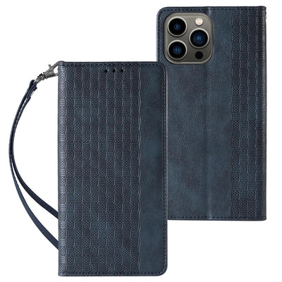 Husa Magnet Curea pentru Samsung Galaxy S23 Ultra Flip Wallet Mini Lanyard Stand Albastru