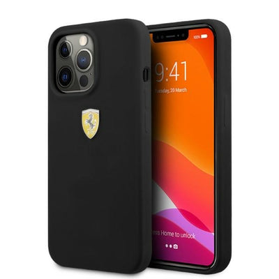 Husa Ferrari Fessihmp13lbk iPhone 13 Pro / 13 6.1" Negru/Negru Hardcase Silicone Magsafe