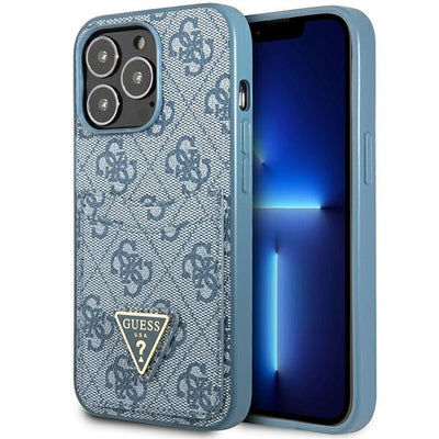 Husa Guess 4G Triangle Logo Cardslot pentru iPhone 13 Pro / 13 - Albastru