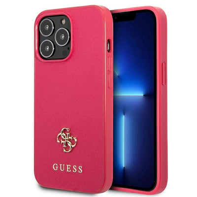 Husa Guess Saffiano 4G Small Metal Logo pentru iPhone 13 Pro / 13 - Roz