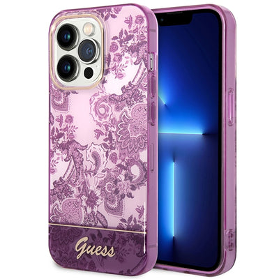 Husa Guess Porcelain Collection pentru iPhone 14 Pro Max - Fuchsia