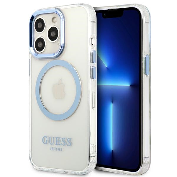 Husa Guess Metal Outline Magsafe Na iPhone 13 Pro / iPhone 13 - Niebieskie