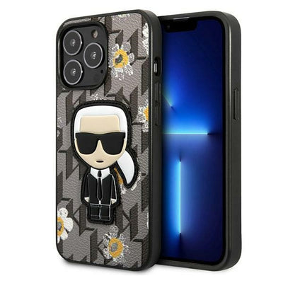 Husa Karl Lagerfeld Flower Ikonik Karl pentru iPhone 13 Pro / iPhone 13 - Gri