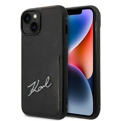 Husa Karl Lagerfeld Signature Logo Cardslot pentru iPhone 14 Plus - Negru