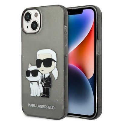 Husa Karl Lagerfeld Glitter Karl&Choupette pentru iPhone 14 Plus - Negru