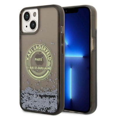 Husa Karl Lagerfeld Liquid Glitter RSG pentru iPhone 14 Plus - Negru