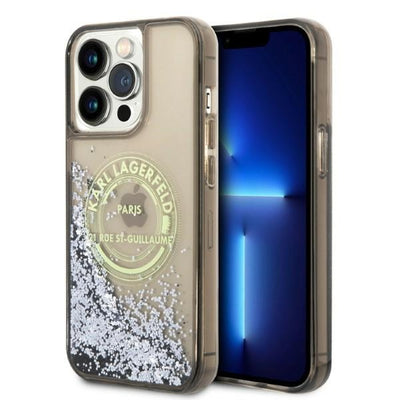 Husa Karl Lagerfeld Liquid Glitter RSG pentru iPhone 14 Pro Max - Negru