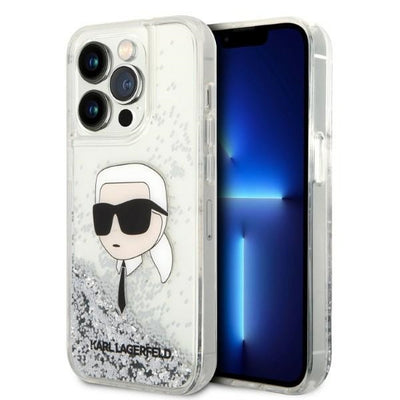 Husa Karl Lagerfeld Glitter Karl's Head pentru iPhone 14 Pro Max - Argintiu