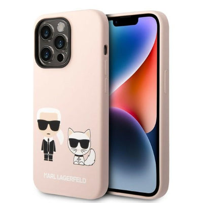 Husa Karl Lagerfeld iPhone 14 Pro Max 6.7" Hardcase Roz deschis/Roz deschis Silicone Karl & Choupette Magsafe
