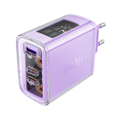 Incarcator Acefast Gan 65W 3 Ports (1xUSB, 2xUSB C) Mov (A45)