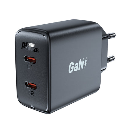 Incarcator Fast Gan 35W PD 2x USB C Acefast A49 - Negru