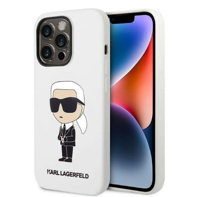 Husa Karl Lagerfeld iPhone 14 Pro 6.1" Hardcase Alb/Alb Silicone Ikonik