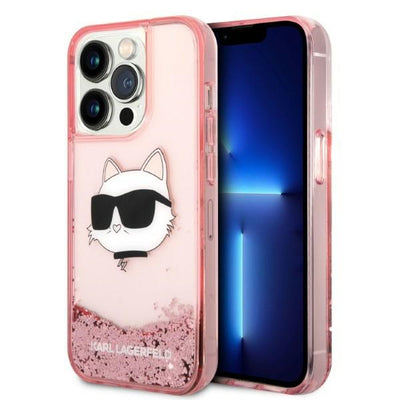 Husa Karl Lagerfeld iPhone 14 Pro Max 6.7" Roz/Roz Hardcase Glitter Choupette Head