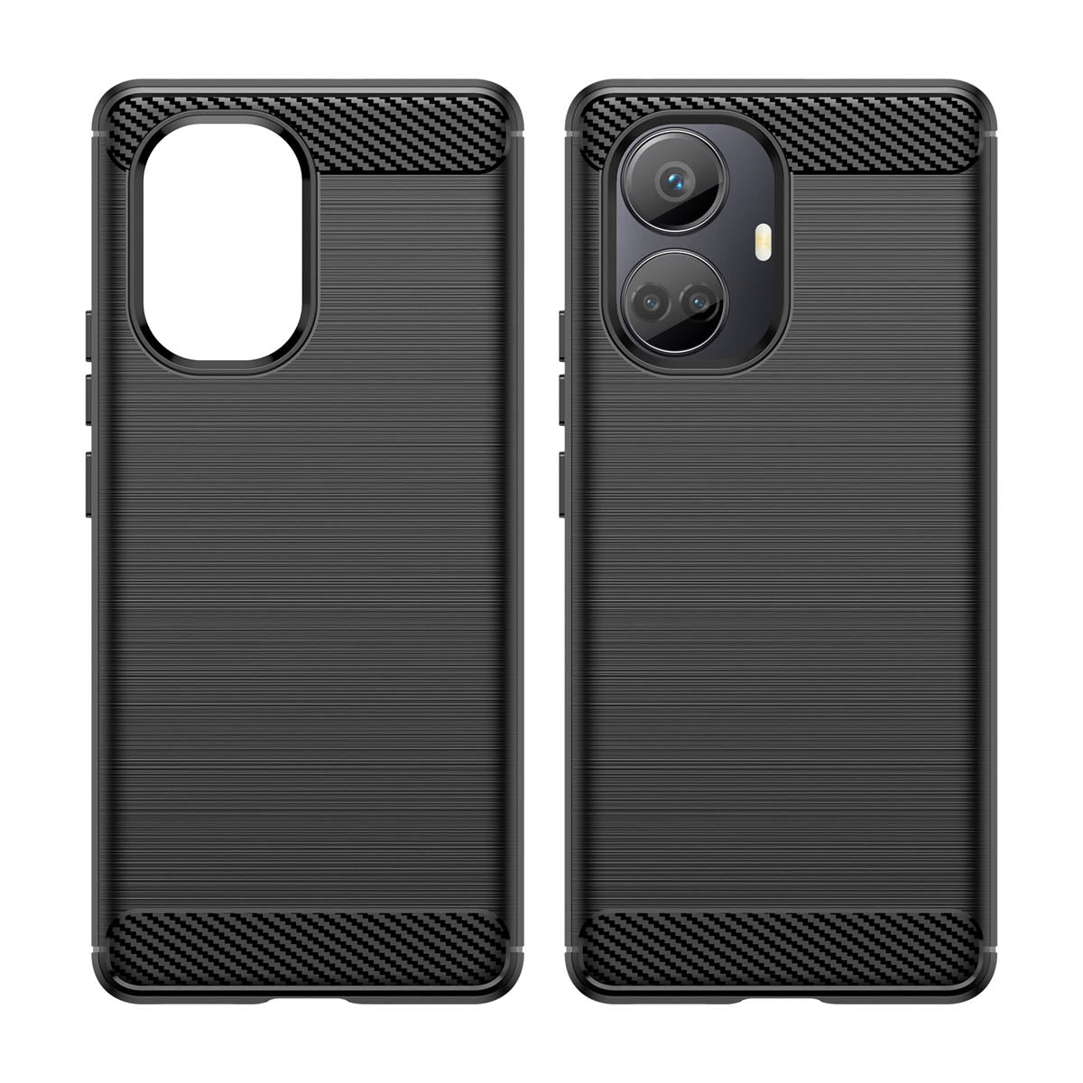 Husa Carbon pentru Realme 10 Pro+ Flexible Silicone Carbon Cover Negru