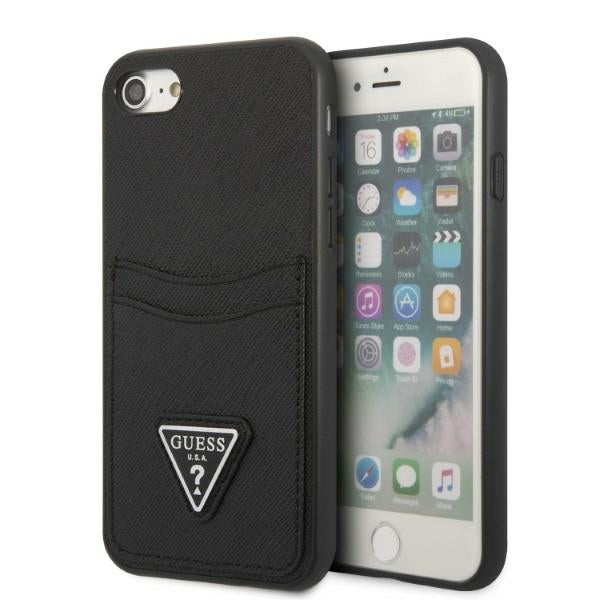 Husa Guess iPhone 7/8 SE 2020 / SE 2022 Hardcase Negru/Negru Hardcase Saffiano Triangle Logo Cardslot
