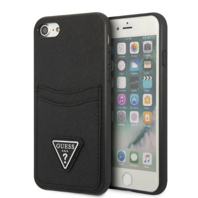 Husa Guess iPhone 7/8 SE 2020 / SE 2022 Hardcase Negru/Negru Hardcase Saffiano Triangle Logo Cardslot