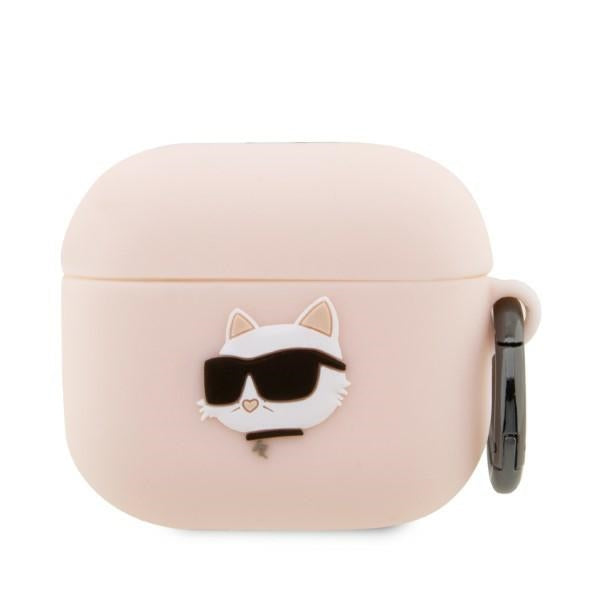 Husa Karl Lagerfeld AirPods 3 Cover Roz/Roz Silicone Choupette Head 3D
