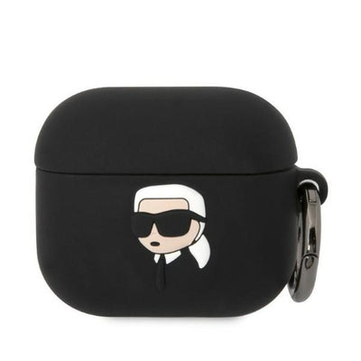 Husa Karl Lagerfeld Silicone Karl Head 3D pentru AirPods 3 - Negru