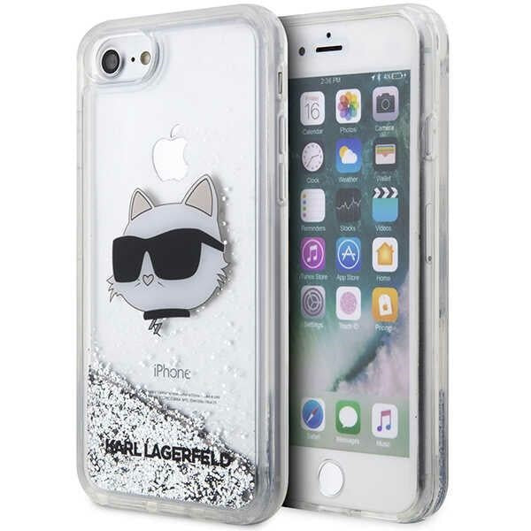 Husa Karl Lagerfeld iPhone 7/8/ SE 2020/2022 Argintiu/Argintiu Hardcase Glitter Choupette Head
