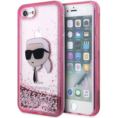 Husa Karl Lagerfeld iPhone 7/8/ SE 2020/2022 Roz/Roz Hardcase Glitter Karl Head