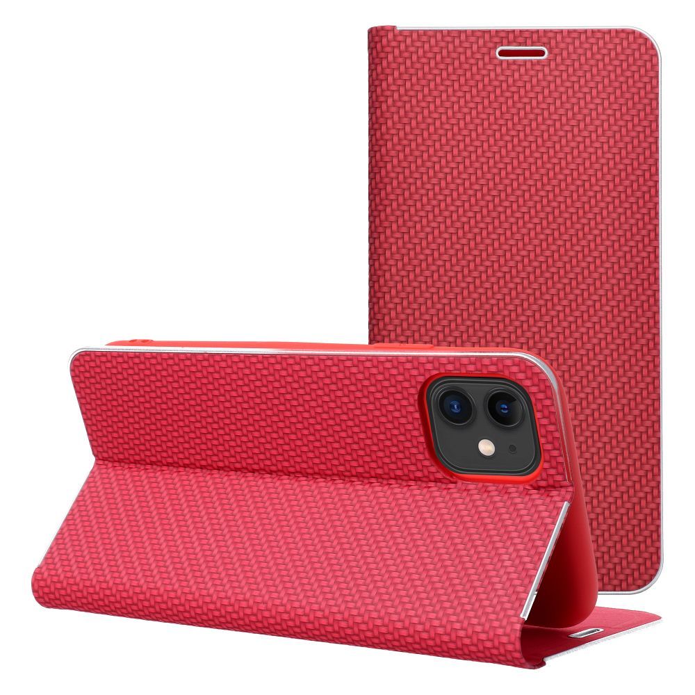 Husa Luna Book Carbon Flip pentru iPhone 17 / 18 Rosu