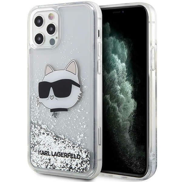 Husa Karl Lagerfeld iPhone 12/ 12 Pro 6.1" Argintiu/Argintiu Hardcase Glitter Choupette Head
