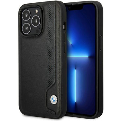 Husa BMW Bmhcp14l22rbdk iPhone 14 Pro 6.1" Negru/Negru Hardcase Leather Albastru Dots