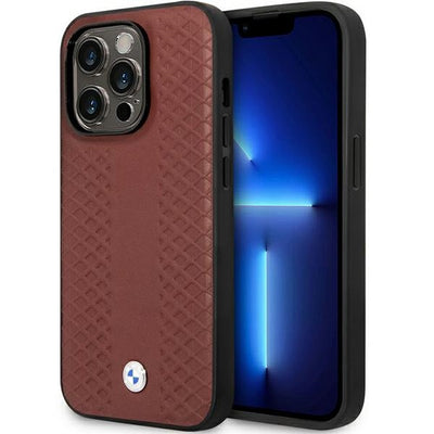 Husa BMW Bmhcp14l22rfgr iPhone 14 Pro 6.1" Burgundy/Burgundy Leather Diamond Pattern
