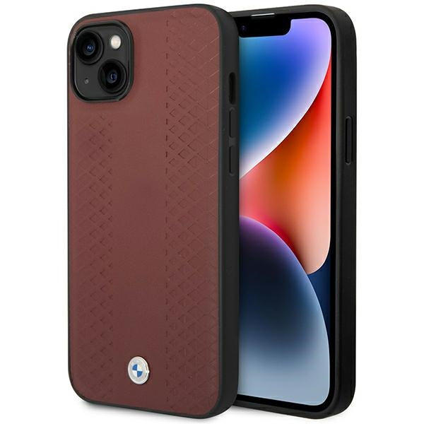Husa BMW Bmhcp14s22rfgr iPhone 14 6.1" Burgundy/Burgundy Leather Diamond Pattern