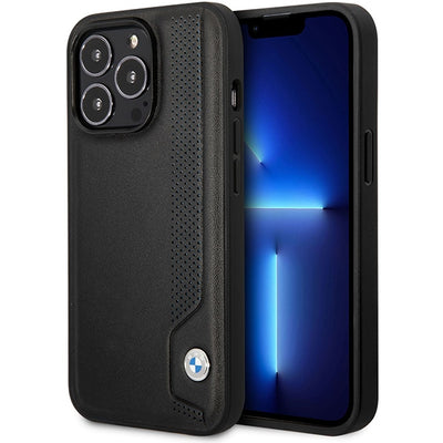 Husa BMW Bmhcp14x22rbdk iPhone 14 Pro Max 6.7" Negru/Negru Hardcase Leather Albastru Dots