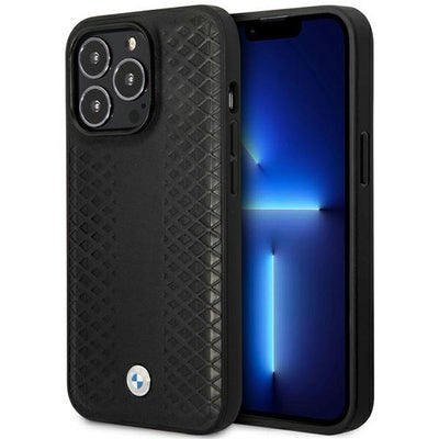 Husa BMW Bmhmp14l22rfgk iPhone 14 Pro 6.1" Negru/Negru Leather Diamond Pattern Magsafe
