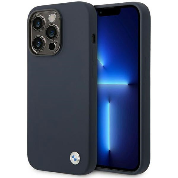 Husa BMW iPhone 14 Pro Max 6.7" Bleumarin/Navy Silicone Metal Logo Magsafe
