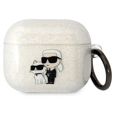 Husa Karl Lagerfeld AirPods 3 Cover Transparent Gliter Karl&Choupette