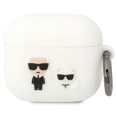 Husa Karl Lagerfeld AirPods 3 Cover Alb/Alb Silicone Karl & Choupette