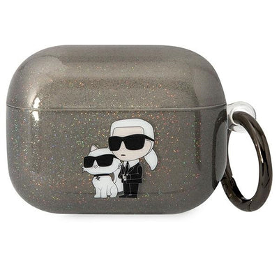Husa Karl Lagerfeld Klaphnkctgk AirPods Pro Cover Negru/Negru Gliter Karl&Choupette