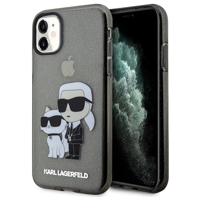 Husa Karl Lagerfeld iPhone 11 / Xr 6.1" Negru/Negru Hardcase Gliter Karl&Choupette