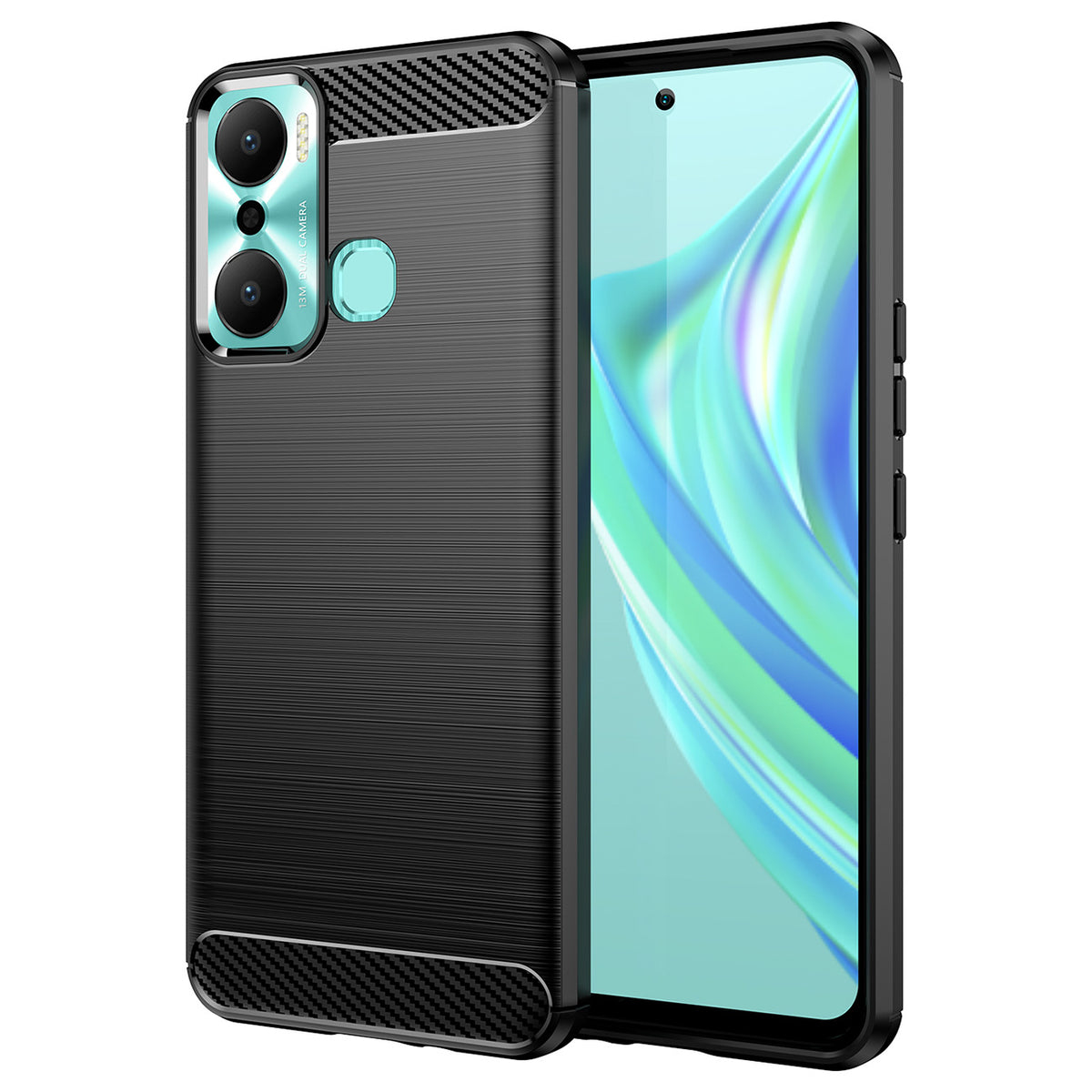 Husa Carbon pentru Infinix Hot 20 Play Flexible Silicone Carbon Negru