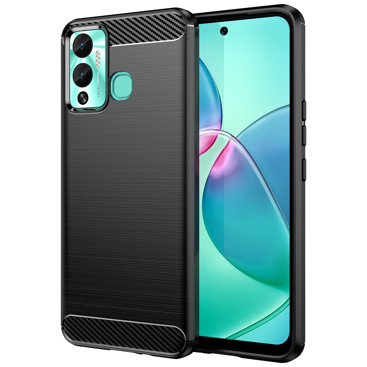 Husa Carbon pentru Infinix Hot 12 Play NFC / Hot 12 Play Flexible Silicone Carbon Negru