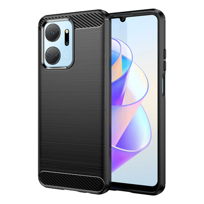 Husa Carbon pentru Honor Play 40 Plus / Honor X7a Flexible Silicone Carbon Negru