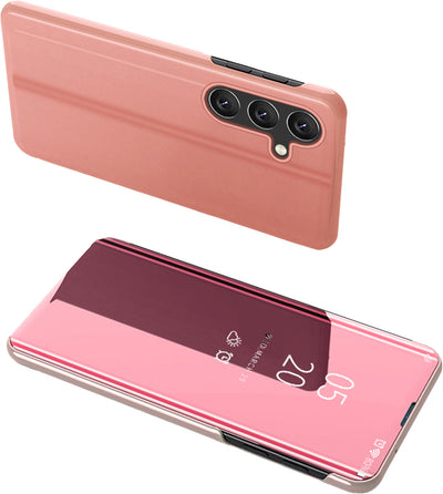 Husa Transparent View Cover pentru Samsung Galaxy A24 4G Cover cu A Flap Roz