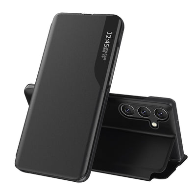 Husa Eco Leather View Cover pentru Samsung Galaxy A24 4G cu A Flip Stand Negru