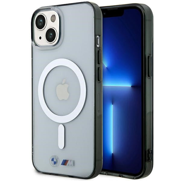 Husa BMW Argintiu Ring Magsafe pentru iPhone 14 Plus - Transparent