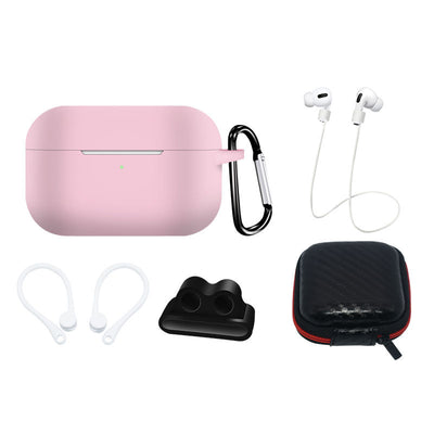 Husa Silicone Set pentru AirPods Pro 2 / AirPods Pro 1 + / Ear Hook / Neck Curea / Curea Suport / Carabiner - Roz