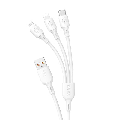 Cablu Dudao L8a-3in1 Usb-a - Usb-c / Micro USB / Lightning 480Mb/S 1.2m - Alb