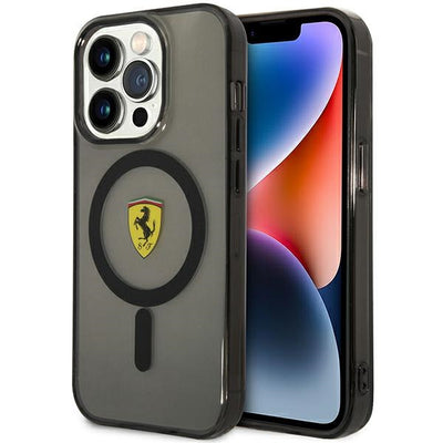 Husa Ferrari iPhone 14 Pro 6.1" Negru/Negru Hardcase Translucent Magsafe
