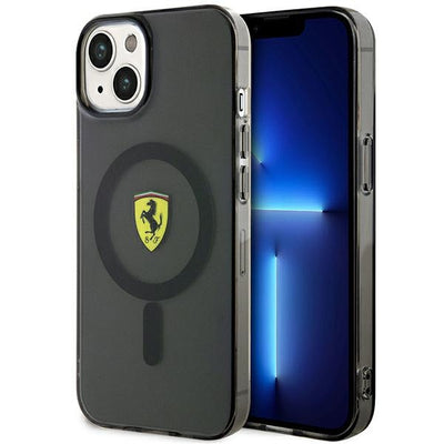 Husa Ferrari iPhone 14 Plus 6.7" Negru/Negru Hardcase Translucent Magsafe