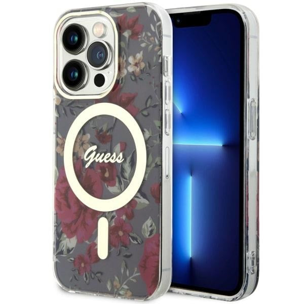 Husa Guess iPhone 14 Pro 6.1" Verde/Khaki Hardcase Flower Magsafe