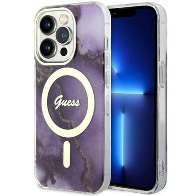 Husa Guess iPhone 14 Pro 6.1" Mov/Mov Hardcase Golden Marble Magsafe